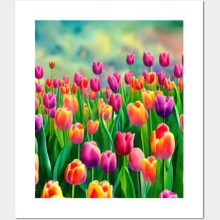 Watercolor Tulips Posters and Art
